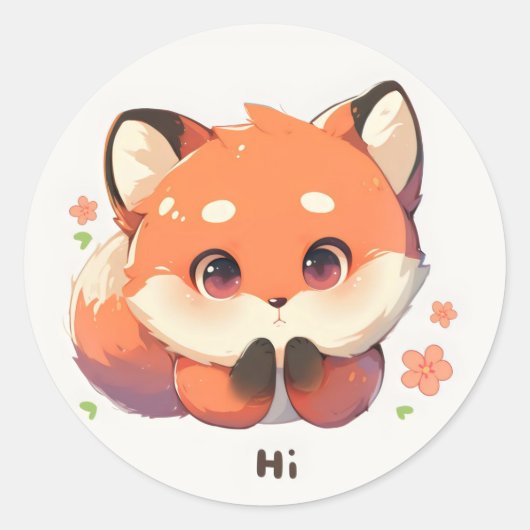 Hi Schattige Fox Animal Ronde Sticker (Voorkant)
