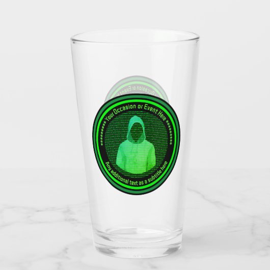 Hi-Tech Cyber Hacker - Zwart en Groen - Geek Glas (Achterkant)