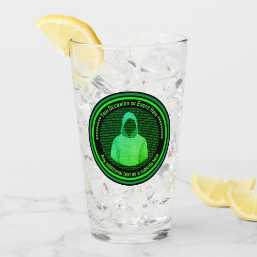 Hi-Tech Cyber Hacker - Zwart en Groen - Geek Glas (Voorkant ijs)
