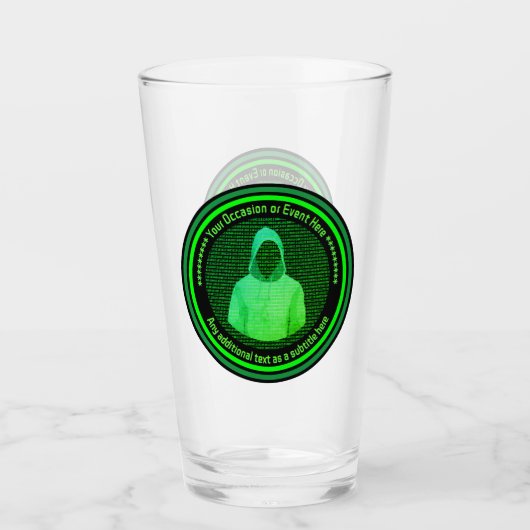 Hi-Tech Cyber Hacker - Zwart en Groen - Geek Glas (Voorkant)