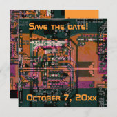 Hi-tech elektronische geek bruiloft met behoud van save the date (Voorkant / Achterkant)