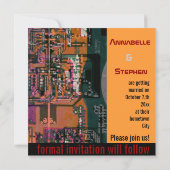 Hi-tech elektronische geek bruiloft met behoud van save the date (Achterkant)