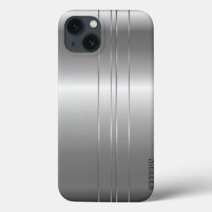 Hi Tech Metallic Silver Stripes 2 Design iPhone 13 Hoesje