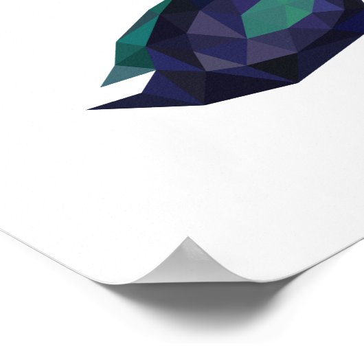 Hi-tech vlinder, geometrisch blauw, laag poly poster (Hoek)