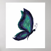 Hi-tech vlinder, geometrisch blauw, laag poly poster (Voorkant)