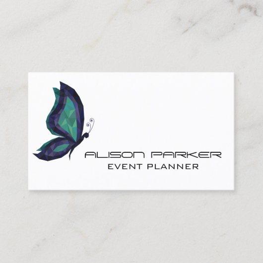Hi-tech vlinder geometrische moderne event planner visitekaartje (Voorkant)