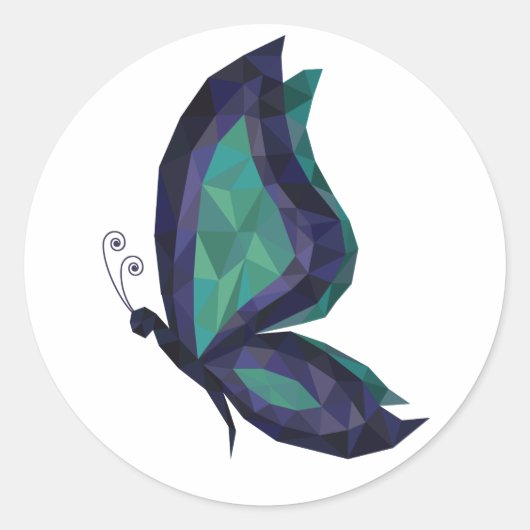 Hi-tech vlinder laag poly modern geometrisch ontwe ronde sticker (Voorkant)