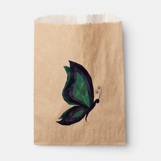 Hi-tech vlinder vleugels in blauw, groen geometris bedankzakje (Voorkant)