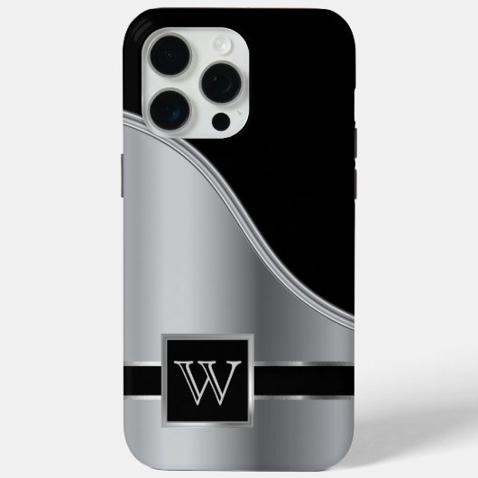 Hi Tech Zilver Metallic Monogram Ontwerp Case-Mate iPhone Case (Achterkant)