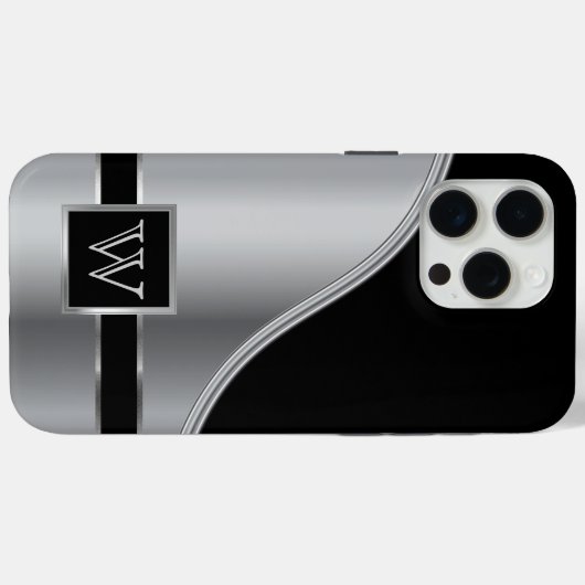 Hi Tech Zilver Metallic Monogram Ontwerp Case-Mate iPhone Case (Achterkant (horizontaal))