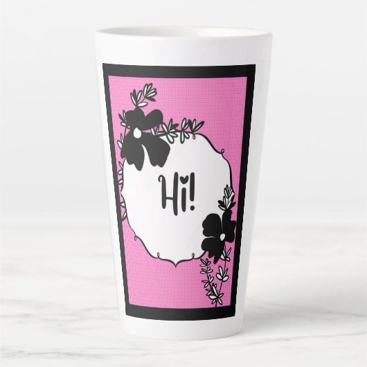 Hi There! – Bright Floral Hello Card Latte Mok (Voorkant)