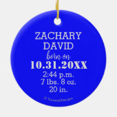Hi-to-World Blue Birth Stats Keramisch Ornament (Achterkant)