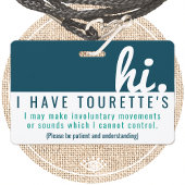 Hi Tourette Syndroom Patience PVC Badge