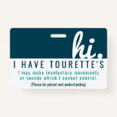 Hi Tourette Syndroom Patience PVC Badge (Voorkant)