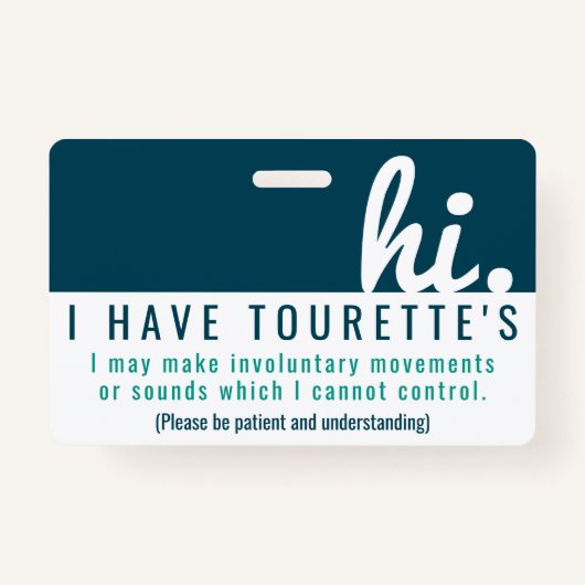 Hi Tourette Syndroom Patience PVC Badge (Voorkant)