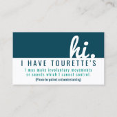 Hi Tourette Syndroom Patience PVC Badge Visitekaartje (Voorkant)