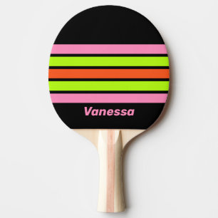 HI-VIS en Roze Strepen met Naam Tafeltennisbatje