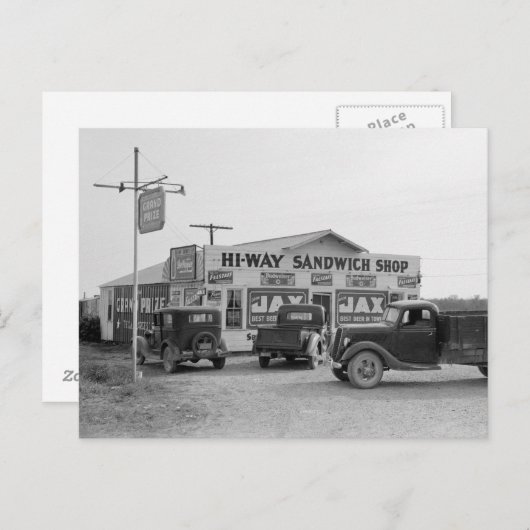 Hi-Way Sandwich Shop, 1939 Briefkaart (Voorkant / Achterkant)