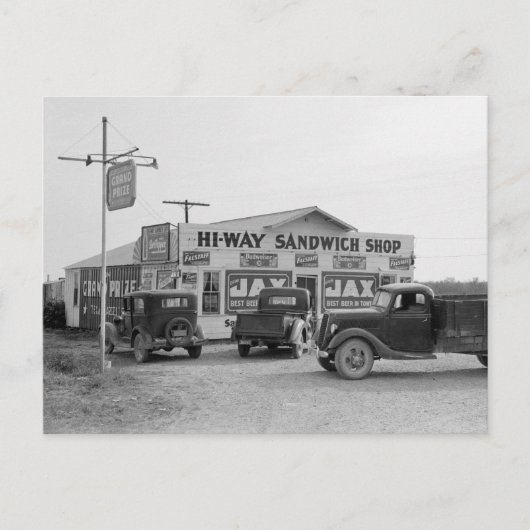 Hi-Way Sandwich Shop, 1939 Briefkaart (Voorkant)