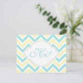 Hi Yellow Aqua Fun Zig Zag Pastel Custom Briefkaart (Staand voorkant)