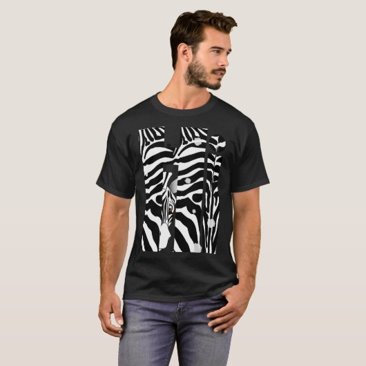"Hi" Zebra Black/White Stripes Abstract Trendy T-shirt (Voorkant volledig)