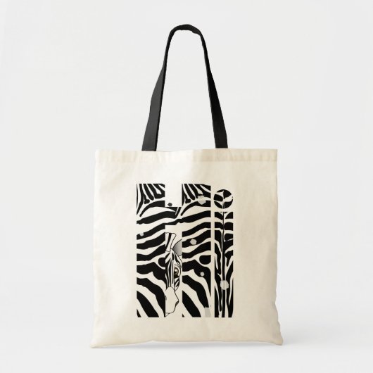 "Hi" Zebra Black/White Stripes Abstract Trendy Tote Bag (Voorkant)
