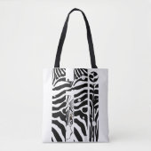 "Hi" Zebra Black/White Stripes Abstract Trendy Tote Bag (Voorkant)