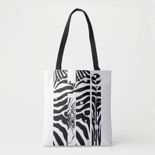 "Hi" Zebra Black/White Stripes Abstract Trendy Tote Bag (Voorkant)