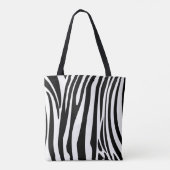 "Hi" Zebra Black/White Stripes Abstract Trendy Tote Bag (Achterkant)