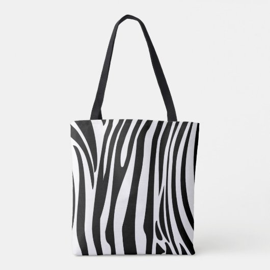 "Hi" Zebra Black/White Stripes Abstract Trendy Tote Bag (Achterkant)