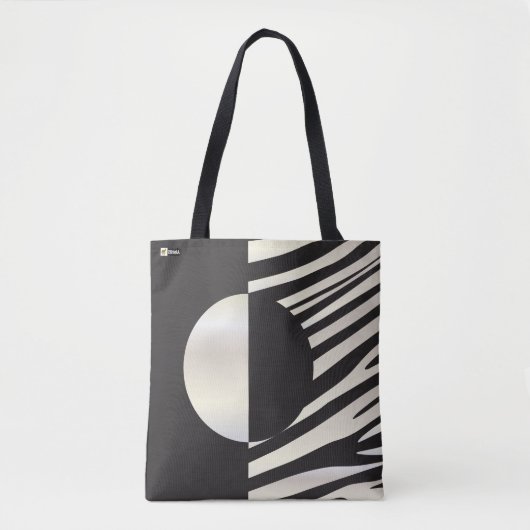 "Hi" Zebra Black/White Stripes Abstract Trendy Tote Bag (Voorkant)