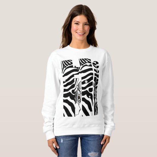 "Hi" Zebra Black/White Stripes Abstract Trendy Trui (Voorkant volledig)