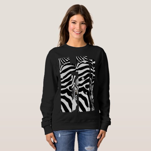 "Hi" Zebra Black/White Stripes Abstract Trendy Trui (Voorkant volledig)