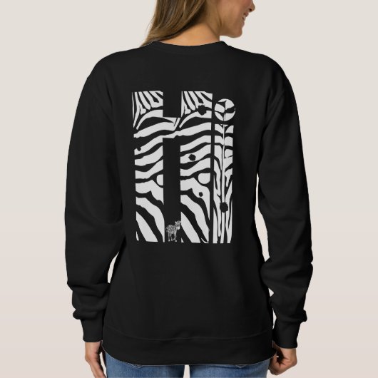 "Hi" Zebra Black/White Stripes Abstract Trendy Trui (Achterkant)