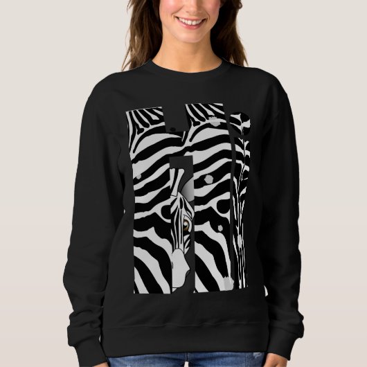"Hi" Zebra Black/White Stripes Abstract Trendy Trui (Voorkant)