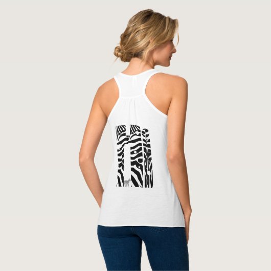 "Hi" Zebra Zwart en Witte Strepen Abstract Trendy Tanktop (Volledige Achterkant)