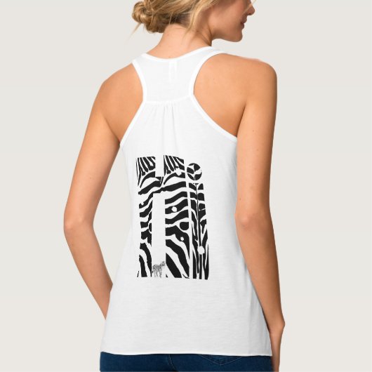 "Hi" Zebra Zwart en Witte Strepen Abstract Trendy Tanktop (Achterkant)
