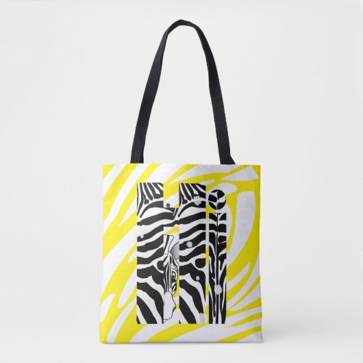 "Hi" Zebra Zwart/Wit Strepen GEEL ZOMER 2025 Tote Bag (Voorkant)