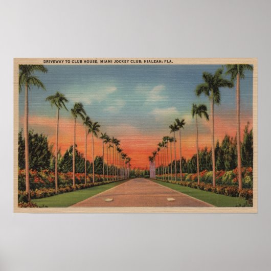 Hialeah, Florida - Miami Jockey Club Driveway Poster (Voorkant)