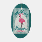 Hialeah Florida Pink Flamingo Retro Keramisch Ornament (Rechts)