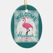 Hialeah Florida Pink Flamingo Retro Keramisch Ornament (Achterkant)