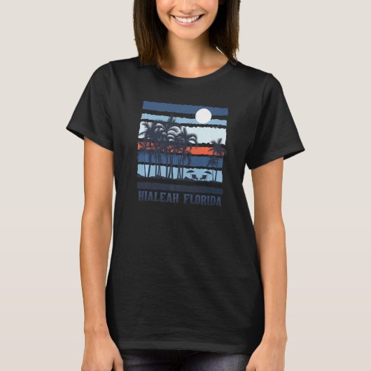  Hialeah Florida Summer Travel 80's Beach So T-shirt (Voorkant)