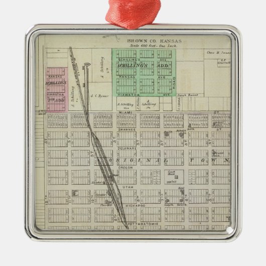 Hiawatha, Everest, Morrill en Baker, Kansas Metalen Ornament (Voorkant)