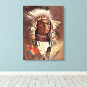 Hiawatha Indiaans Indiaans hoofdportret Canvas Afdruk (Insitu (Houten vloer))