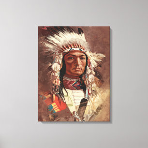 Hiawatha Indiaans Indiaans hoofdportret Canvas Afdruk