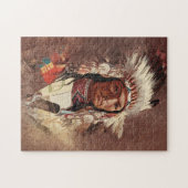 Hiawatha Indiaans Indiaans hoofdportret Legpuzzel (Horizontaal)