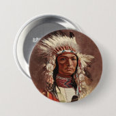 Hiawatha Indiaans Indiaans hoofdportret Ronde Button 7,6 Cm (Voorkant /achterkant)