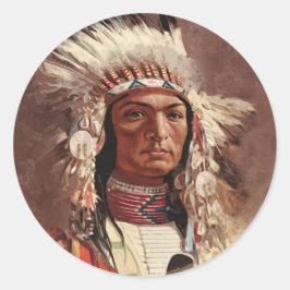 Hiawatha Indiaans Indiaans hoofdportret Ronde Sticker