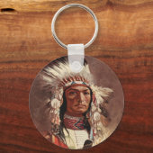 Hiawatha Indiaans Indiaans hoofdportret Sleutelhanger (Voorkant)