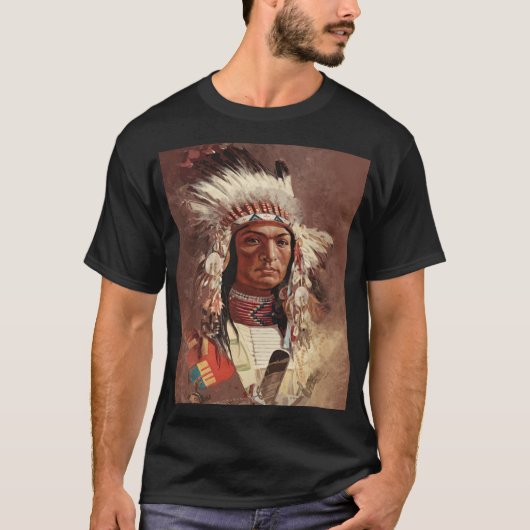 Hiawatha Indiaans Indiaans hoofdportret T-shirt (Voorkant)